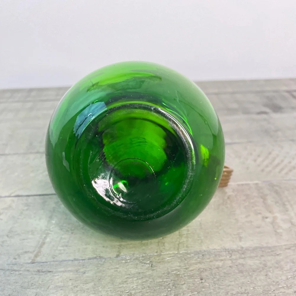 Vintage Emerald Glo Star Cut Green Glass Brass Pitcher Saucer National SilverCo